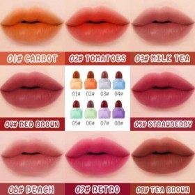 Ensemble de 8 mini rouges à lèvres mats, ensemble de rouges à lèvres en velours à capsules de bonbons mignons, coupe antiadhé