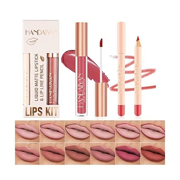 12Pcs Crayon À Lèvres Mat Et Ensemble De Rouge À Lèvres, Longue Durée Étanche Beauté Maquillage Kit Lipgloss Pour Femmes Cray