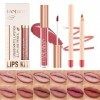 12Pcs Crayon À Lèvres Mat Et Ensemble De Rouge À Lèvres, Longue Durée Étanche Beauté Maquillage Kit Lipgloss Pour Femmes Cray