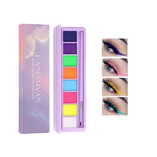 Beteligir Palette deye-liner activé par leau, Eye-liner UV brillant, Eyeliner coloré imperméable de longue durée, Eye-liner