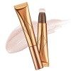 AOOWU Blush Beauty Wan, Contouring Blush Stick, Liquid Glitter Face Highlighter Stick with Cushion Applicator, Blends Effortl