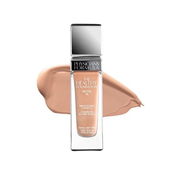 Physicians Formula - The Healthy Foundation SPF 20 - Fond de Teint Longue Durée Couverture Légère et Moyenne - Complexe Eclai