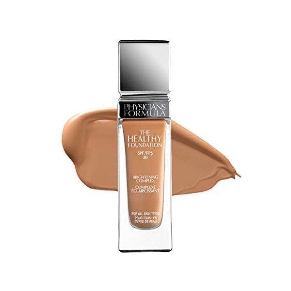 Physicians Formula - The Healthy Foundation SPF 20 - Fond de Teint Longue Durée Couverture Légère et Moyenne - Complexe Eclai