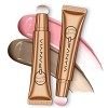 Ofanyia Upgrated Blush & Contour Beauty Wand, One-body Design Blush Liquide Contour with Cushion Applicator, Natural Matte Fi