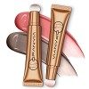 Ofanyia Upgrated Blush & Contour Beauty Wand, One-body Design Blush Liquide Contour with Cushion Applicator, Natural Matte Fi