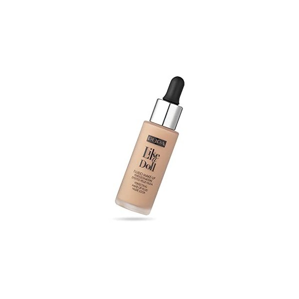 Pupa Milano Like A Doll Perfecting Make-Up Fluid Nude Look Foundation SPF 15-020 Light Beige For Women 1.01 oz Foundation