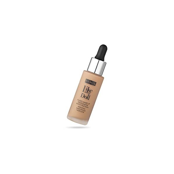 Pupa Milano Like A Doll Perfecting Make-Up Fluid Nude Look Foundation SPF 15-020 Light Beige For Women 1.01 oz Foundation