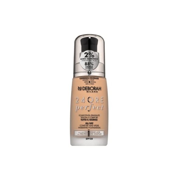 Deborah Milano Fondotinta 24ore Perfect Con Acido Ialuronico Caramel Beige 3 30 ml