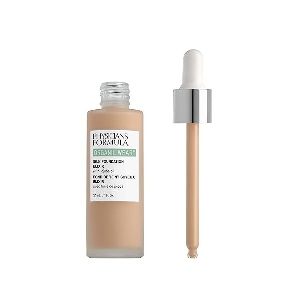 Physicians Formula Organic Wear Silk Foundation Elixir, Fond de Teint Organique Ultra-Fluide Léger Infusé dhuile de Jojoba e