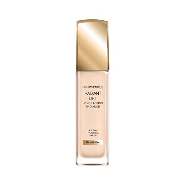 Max Factor Radiant Lift Liquid Pump Medium to Full Coverage Radiant Finish Foundation with SPF30 and Hyaluronic Acid, 055 Gol