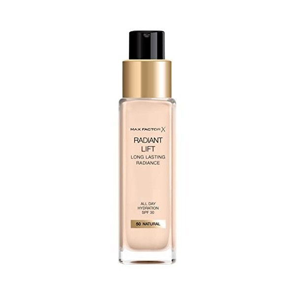 Max Factor Radiant Lift Liquid Pump Medium to Full Coverage Radiant Finish Foundation with SPF30 and Hyaluronic Acid, 055 Gol