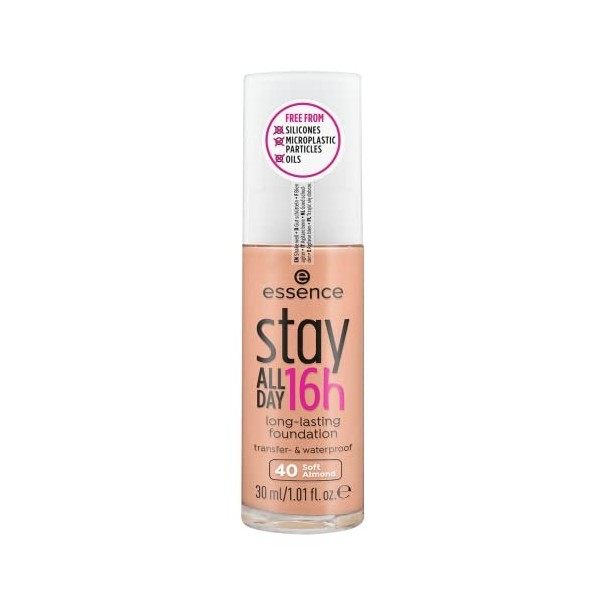 ESSENCE BASE DE MAQUILLAJE DE LARGA DURACIÓN STAY ALL DAY 16H 40 SOFT ALMOND 30 ML