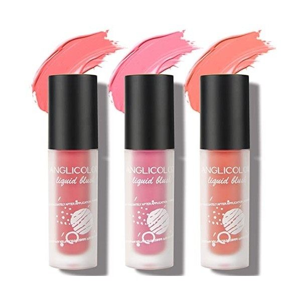 Anglicolor 3PC Blush Liquide Creme Maquillage,éclaircir le teint et mettre en valeur la beauté naturelle Fard à joues léger, 