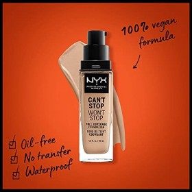 NYX Professional Makeup Fond de Teint Liquide Couvrant Tenue 24h Cant Stop Wont Stop, Waterproof, Fini Mat, Teinte : Medium