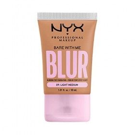 NYX Professional Makeup Fond de Teint Effet Flouté Bare With Me Blur, Couvrance Moyenne, Fini Mat Naturel, Niacinamide, Match