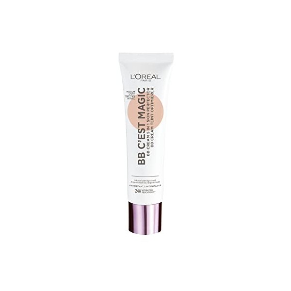 LOréal Paris BB Cest Magic BB Cream 03 Moyen Light avec extrait de figure hydratante et antioxydant, 03 m Light