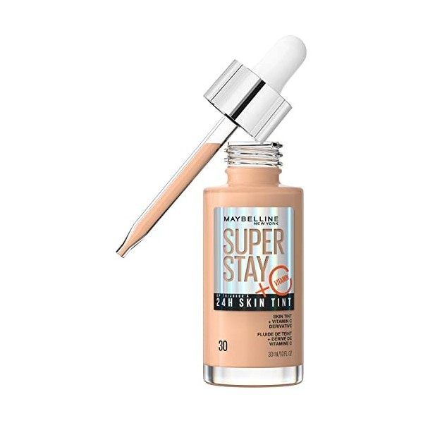 Maybelline New York - Fond de Teint Fluide - Glow & Soin de la Peau - À la Vitamine C - Longue Tenue 24H - Formule Vegan - Su