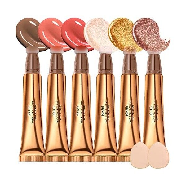 6pcs Contouring Maquillage Blush Liquide Highlighter Beauty Wand Contour Bâton de beauté liquide pour les contours Bâton Surl