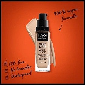 NYX Professional Makeup Fond de Teint Liquide Couvrant Tenue 24h Cant Stop Wont Stop, Waterproof, Fini Mat, Teinte : Light 