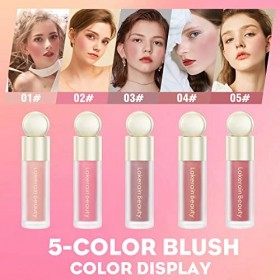 Blush Liquide 5 Colours à Base DEau Matte Liquid Blush Makeup LéGer Soft Cream Liquides Face Maquillage LéGer Fard à Joues C