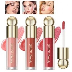 Sitovely 3PCS Mat Maquillage Blush, Liquid Blush Beauty Wand, Crème Mélangeable et à Construire Joue Blush, Bâton de Blush Lé