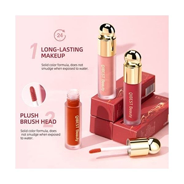 Sitovely 3PCS Mat Maquillage Blush, Liquid Blush Beauty Wand, Crème Mélangeable et à Construire Joue Blush, Bâton de Blush Lé