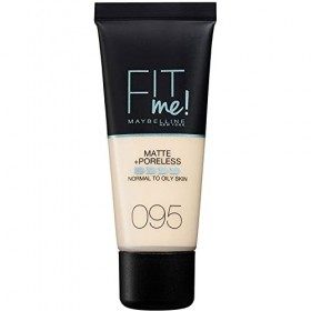 Maybelline New-York - Fond de teint Fluide Fit Me Matte & Poreless - Peaux normales à grasses - Teinte : 95 Porcelaine Claire