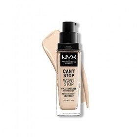NYX Professional Makeup Fond de Teint Liquide Couvrant Tenue 24h Cant Stop Wont Stop, Waterproof, Fini Mat, Teinte : Pale