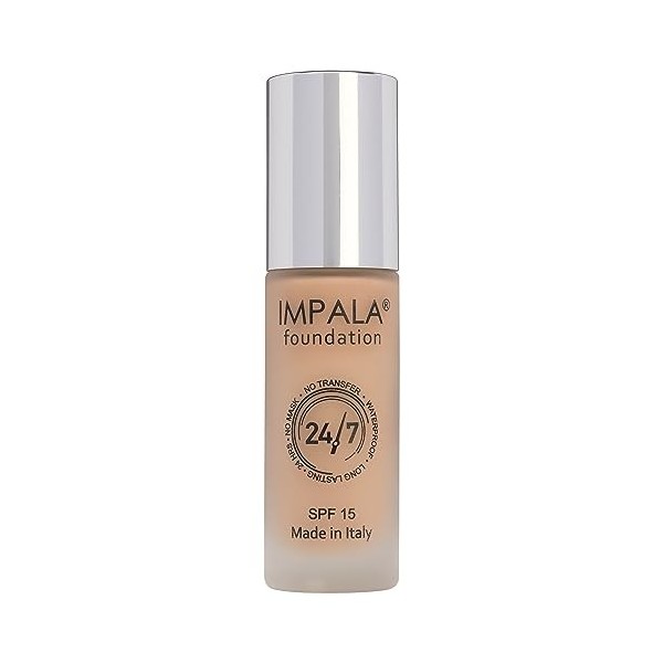 Impala - Fond de Teint 24/7 Waterproof Couleur Clair Ivory Nº 03 | Maquillage Longue Durée | Avec Protection Solaire SPF15 | 