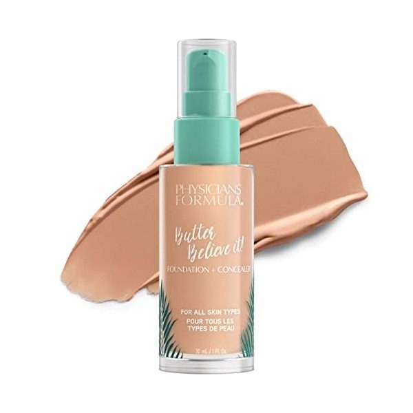 Physicians Formula, Beurre Murumuru Believe It ! Foundation + Concealer, Fond de Teint et Correcteur Crémeux pour un Eclat Ra