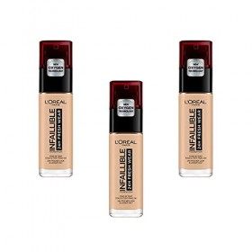 LOréal Paris Fond de Teint Fluide Infaillible 24h Fresh Wear - Tous Types de Peaux - 125 Naturel Rosé, Lot de 3 3 x 30 ml 