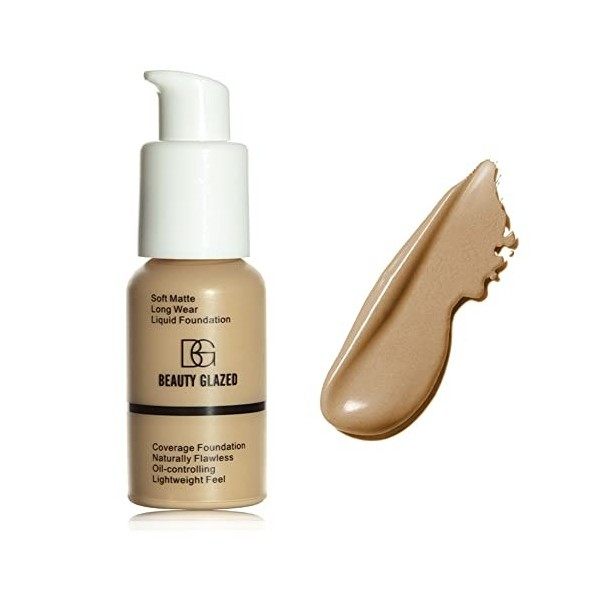 Fond de teint, fond de teint liquide mat doux sans faille 24h contrôle d’huile correcteur fond de teint maquillage 105 Sable