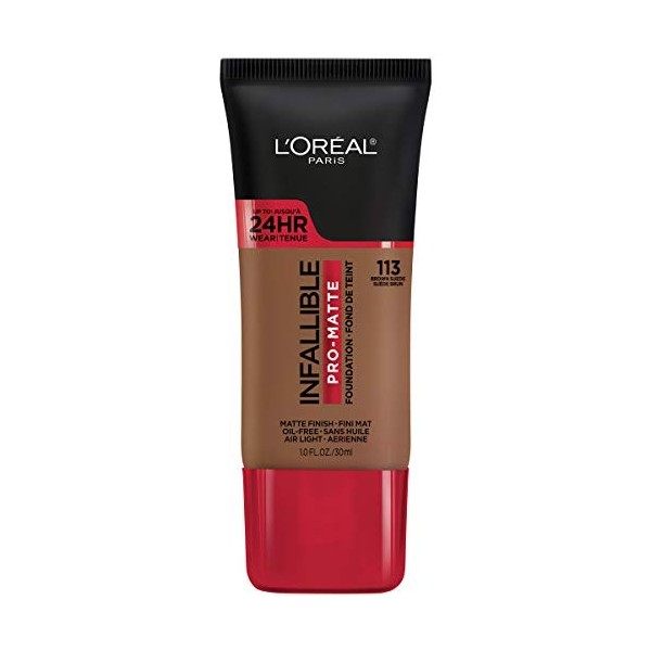 LOréal Paris Infallible Pro-Matte Liquid Longwear Foundation Makeup, 108 Caramel Beige, 1 fl. oz.