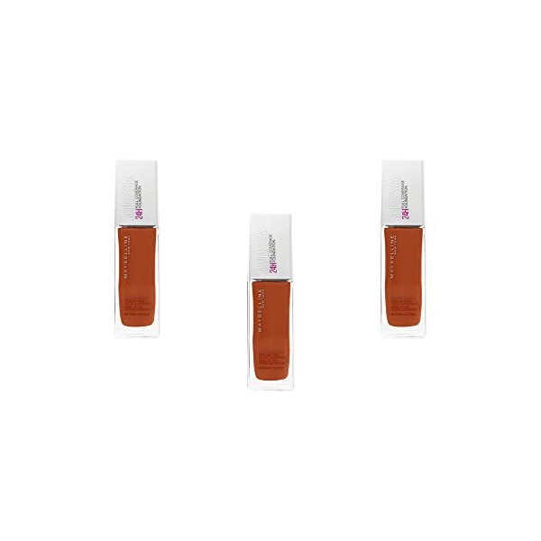 Maybelline New York Fond de Teint Fluide Superstay 24H - 63 Raw Coconut, Lot de 3 3 x 30 ml 