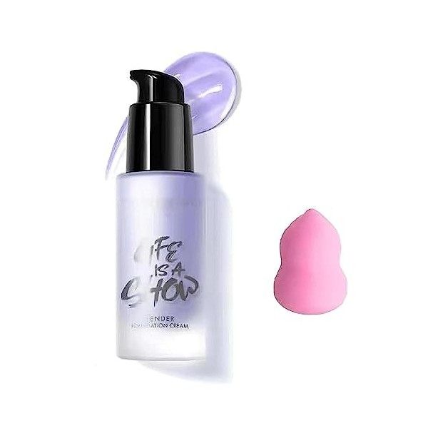 Correcteur 3 en 1 pour maquillage nude durable, crème de base en forme de goutte deau violet 