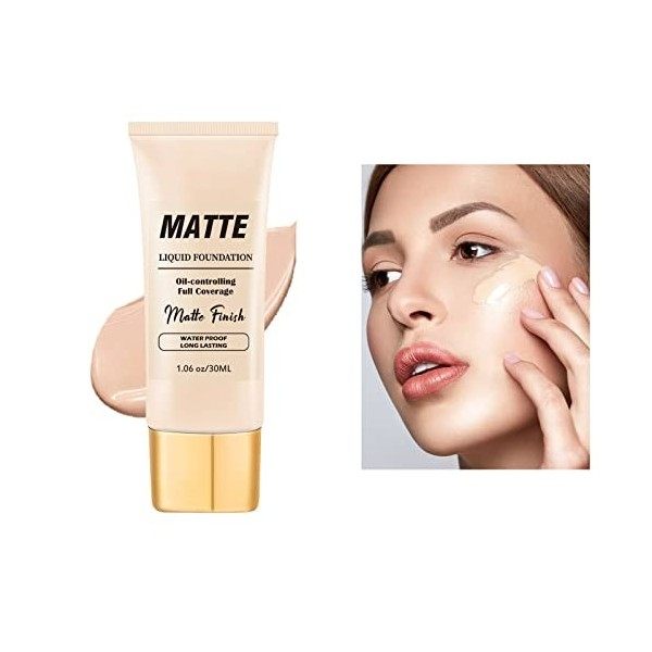 Fond de Teint Liquide, Fond de Teint Couvrant Imperfections Liquid Foundation Waterproof, Correcteur de couvrance liquide BB 