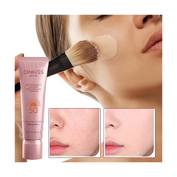 Fond de Teint Solaire Blanchissant - 3 en 1 Waterproof Anti-cernes Isolation Bb Cream | Waterproof Bb Cream Foundation Maquil