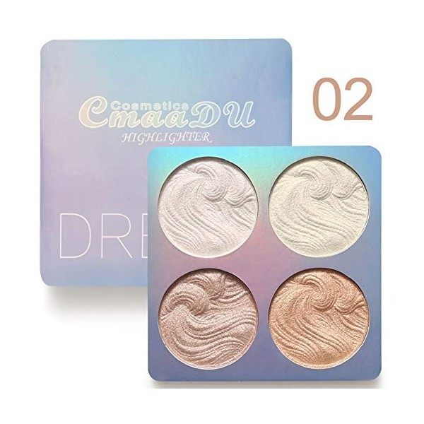 Weixinbuy Shimmer Highlighter Powder Palette, Illuminator Palette The Powder Palette Highlighter Baked Waterproof Long Lastin