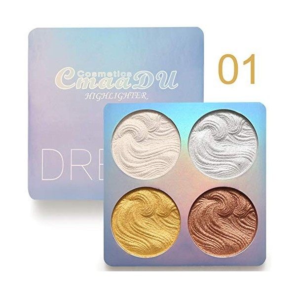 Weixinbuy Shimmer Highlighter Powder Palette, Illuminator Palette The Powder Palette Highlighter Baked Waterproof Long Lastin