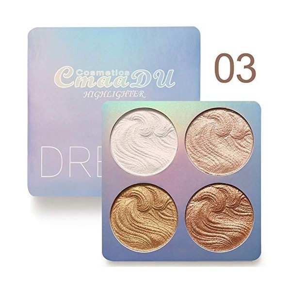 Weixinbuy Shimmer Highlighter Powder Palette, Illuminator Palette The Powder Palette Highlighter Baked Waterproof Long Lastin