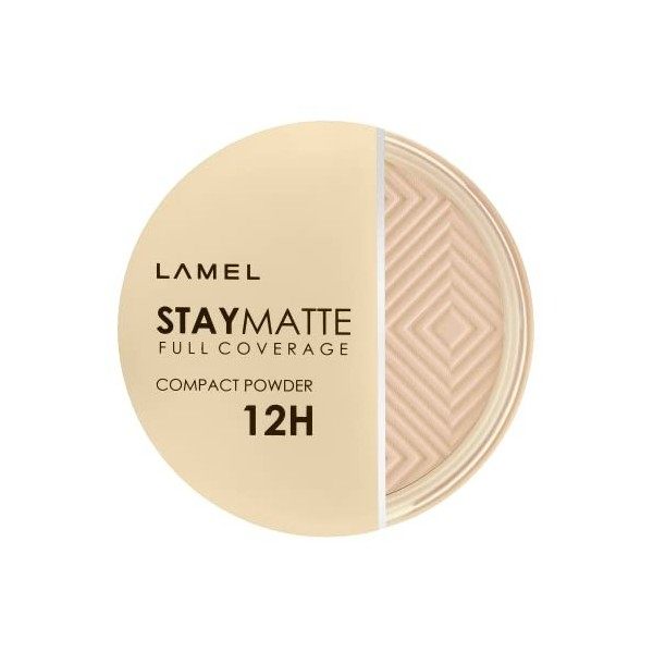 Lamel Stay Matte Poudre Compacte | Couverture Naturelle Légère | Sous-tons Neutres Universels | Cruelty-Free | Ivoire Froid N