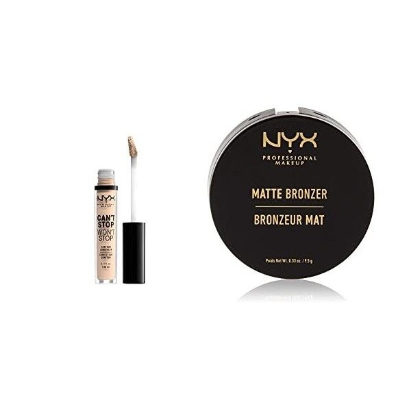 NYX PROFESSIONAL MAKEUP Anticernes/Correcteur - Cant Stop Wont Stop Contour Concealer - Light Ivory & Poudre Compacte Bronz