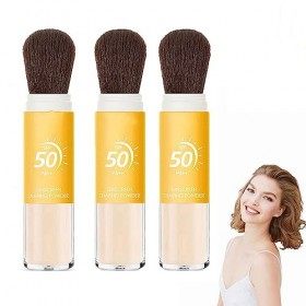 Mineral Sunscreen Setting Powder, SPF 50 Translucent Mineral Brush Powder, Oil Control Natural Matte Finish, lightweight brea