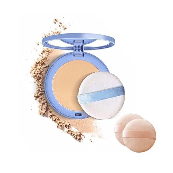 Oil Control Face Pressed Powder, Matte Smooth Setting Powder Makeup, Waterproof Lasting Waterproof 02 Natural Beige 