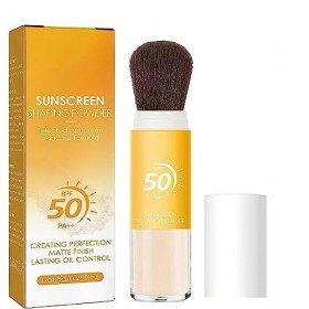 Sunscreen-infused Setting Powder for Long-lasting Makeup-free Look/Mineral Sunscreen Setting Powder,SPF 50,Mineral Brush Powd