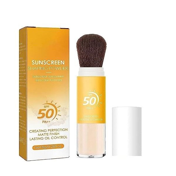 Sunscreen-infused Setting Powder for Long-lasting Makeup-free Look/Mineral Sunscreen Setting Powder,SPF 50,Mineral Brush Powd