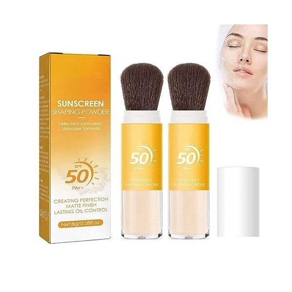 Mineral Sunscreen Setting Powder, SPF 50, Natural Lightweight Breathable Makeup, Oil Control Natural Matte Finish, for All Ty