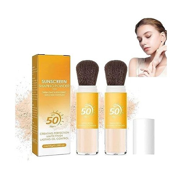 Mineral Sunscreen Setting Powder, SPF 50 Translucent Mineral Brush Powder, Oil Control Natural Matte Finish, lightweight brea