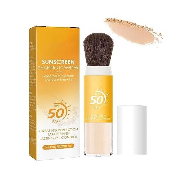 Mineral Sunscreen Setting Powder, Setting Powder, SPF 50, Translucent Mineral Brush Powder, Oil Control Natural Matte Finish,