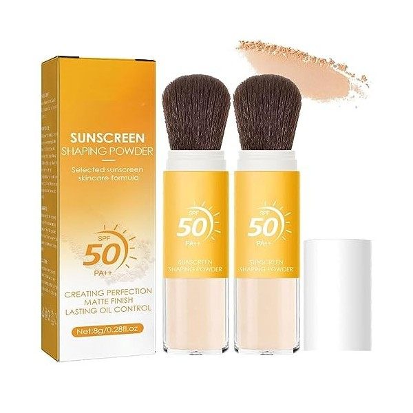 Mineral Sunscreen Setting Powder, Setting Powder, SPF 50, Translucent Mineral Brush Powder, Oil Control Natural Matte Finish,